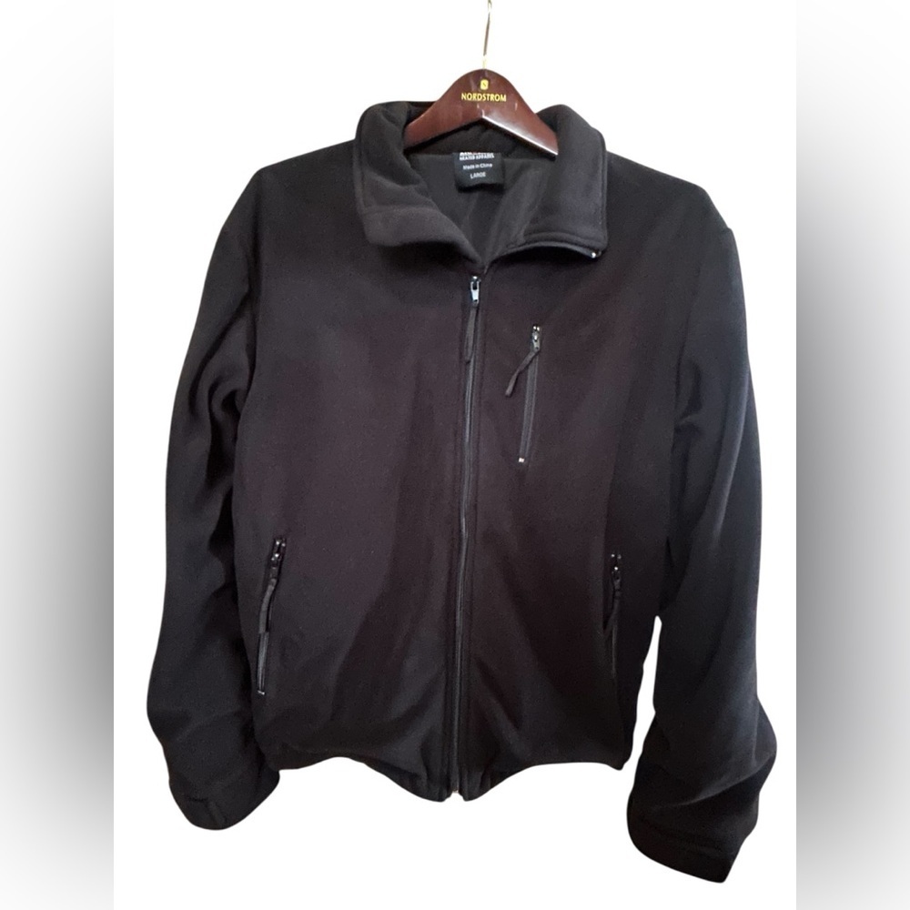 ActionHeat Black Heated Zip Jacket Fleece Lined Softshell Full Zip Size Large